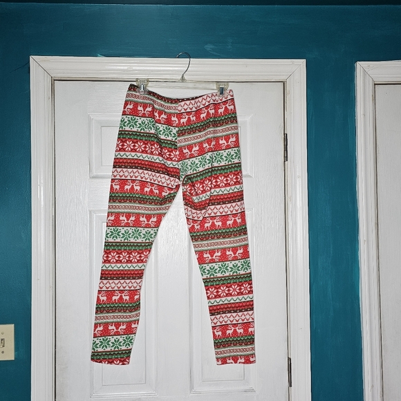 Two Pairs Christmas Fairisle Holiday Leggings Large - Picture 7 of 15